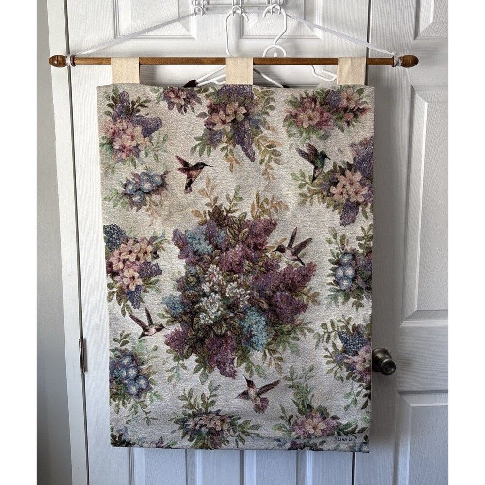 VINTAGE TAPESTRY WHISPER WINGS Wall Hanging Lena Liu HUMMING BIRDS 26X36